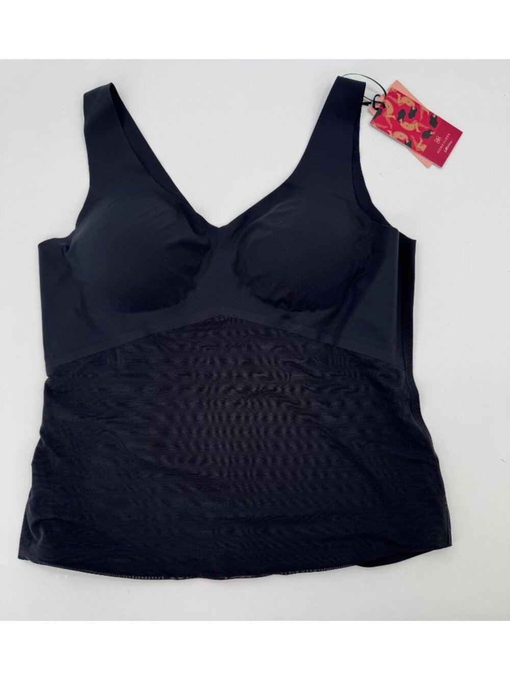 Honeylove Black Liftwear Tank With Built-In Bra Support & Mesh Panels Size 3X